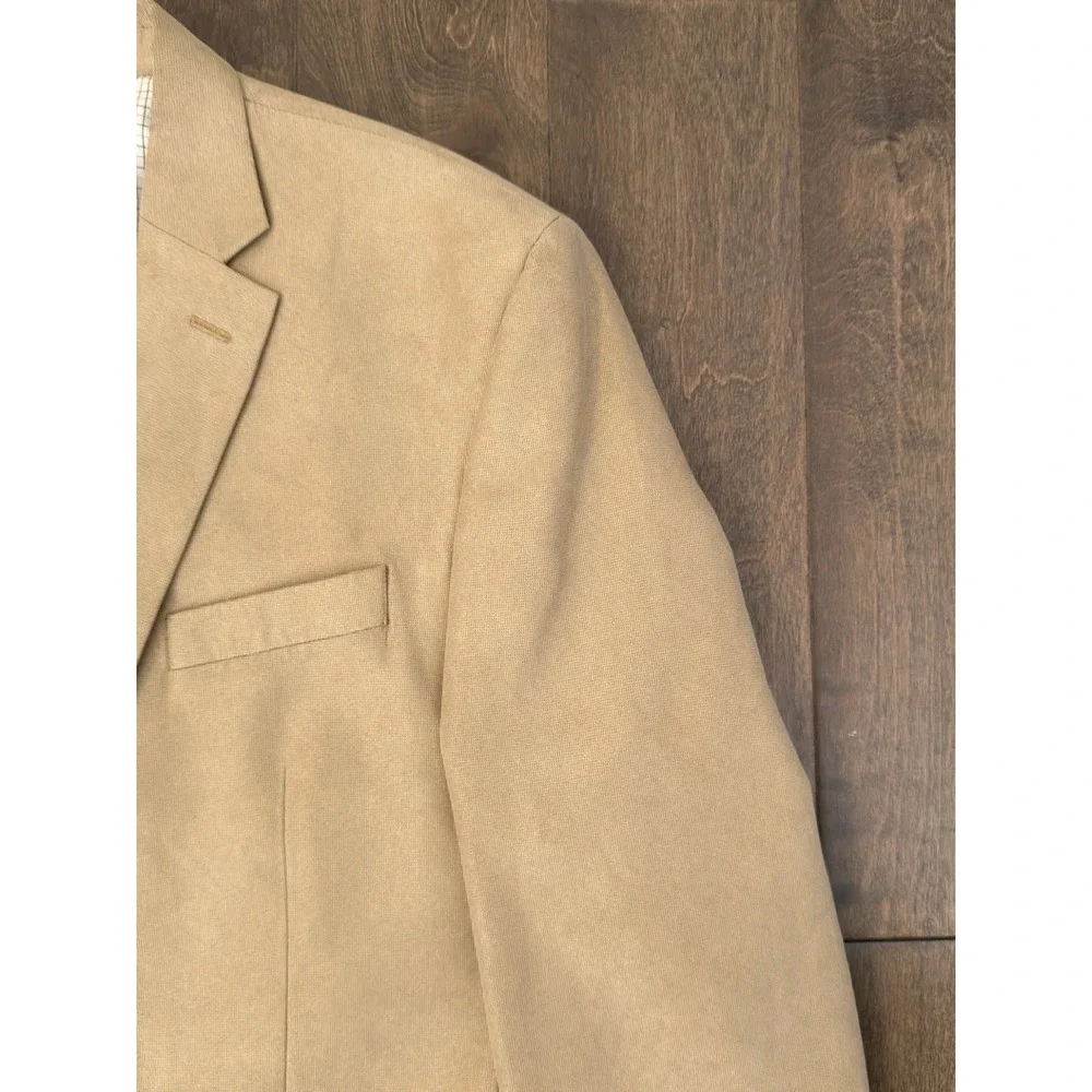 Lauren Ralph Lauren Mens Beige Blazer Faux Suede Jacket Size 44L‎ Two Button